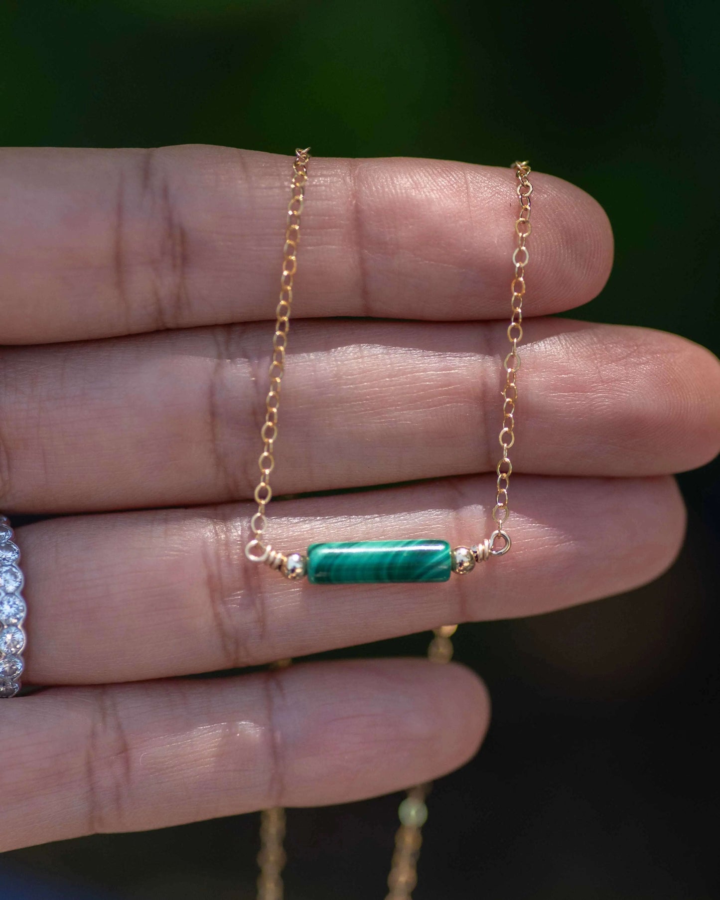 Malachite Gemstone Bar Necklace Vida Jewelry Designs