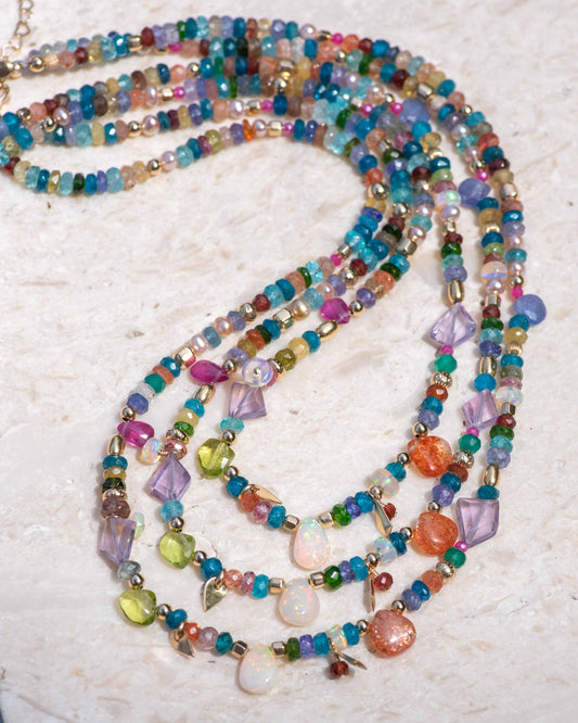 Tropical Colorful Gemstone Necklace