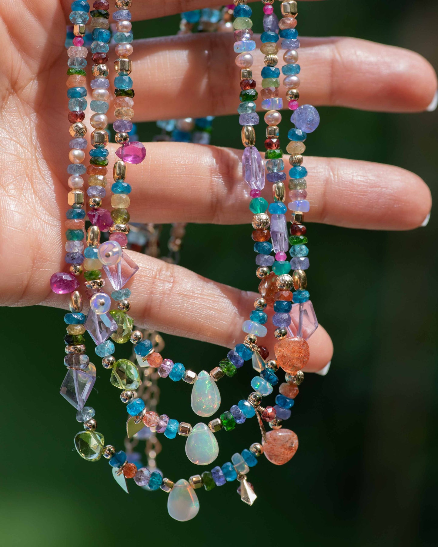Tropical Colorful Gemstone Necklace