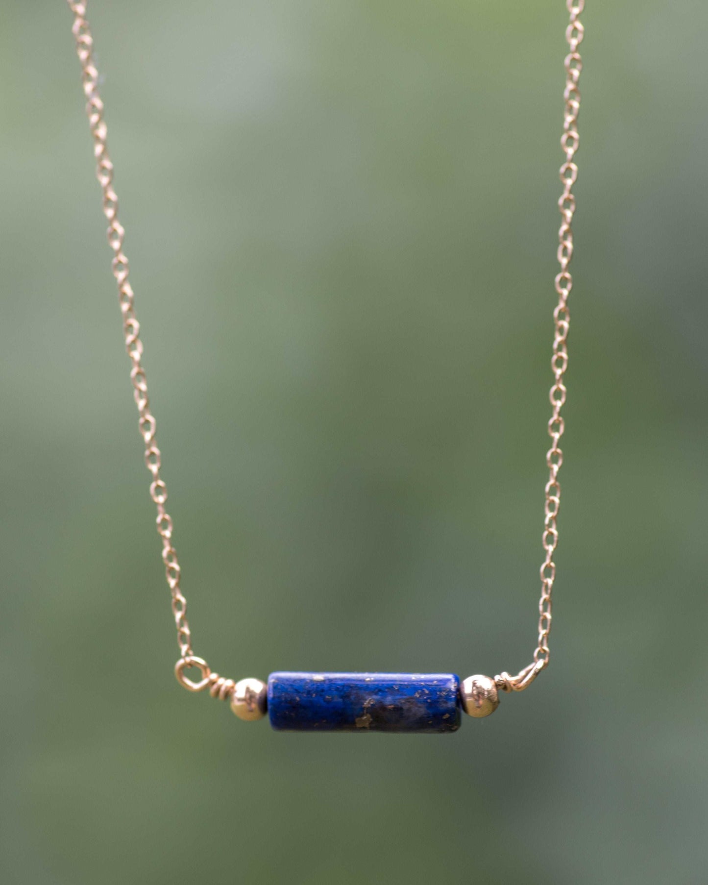 lapis lazuli gemstone bar necklace
