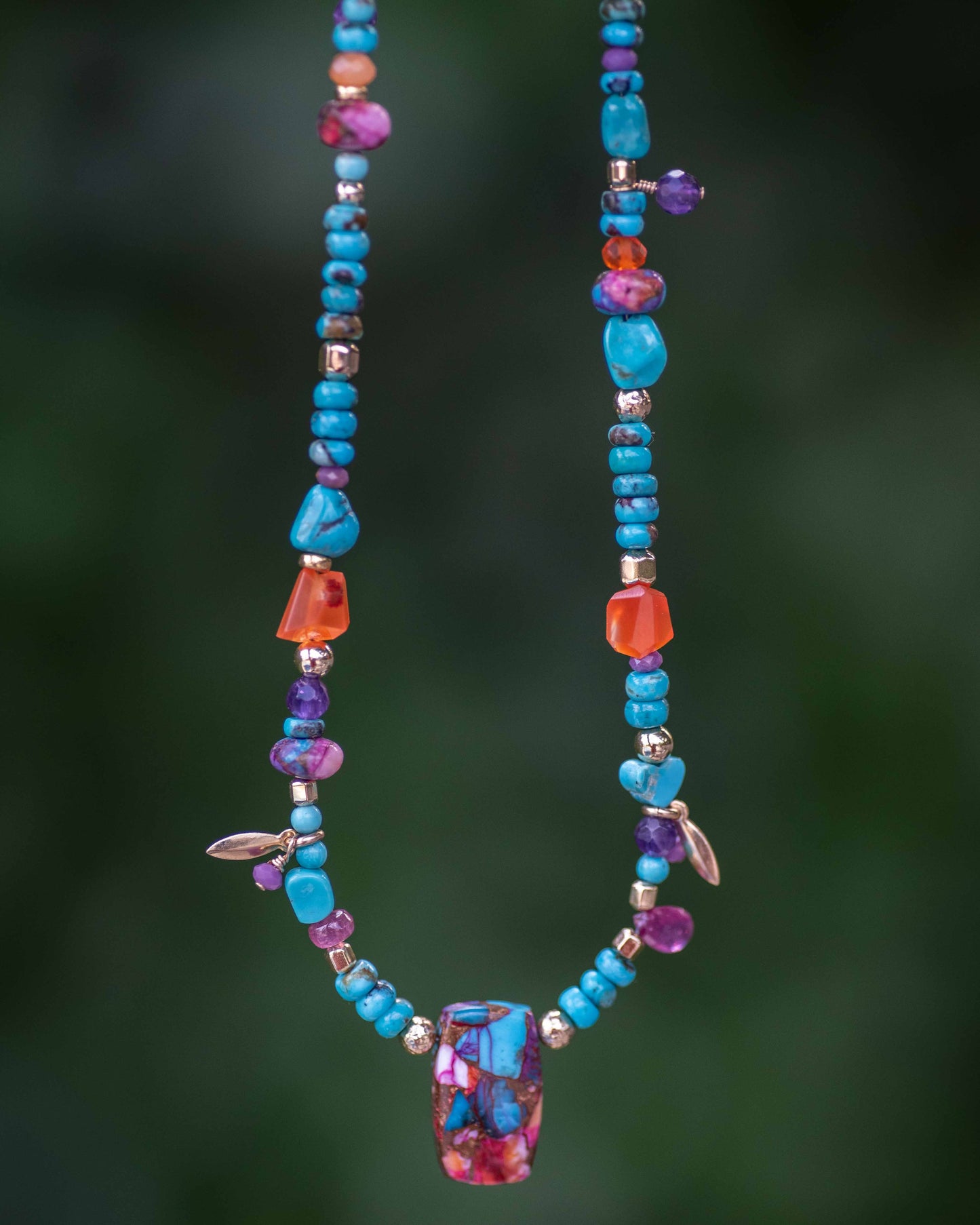 Mojave Copper Turquoise & Carnelian Beaded Necklace