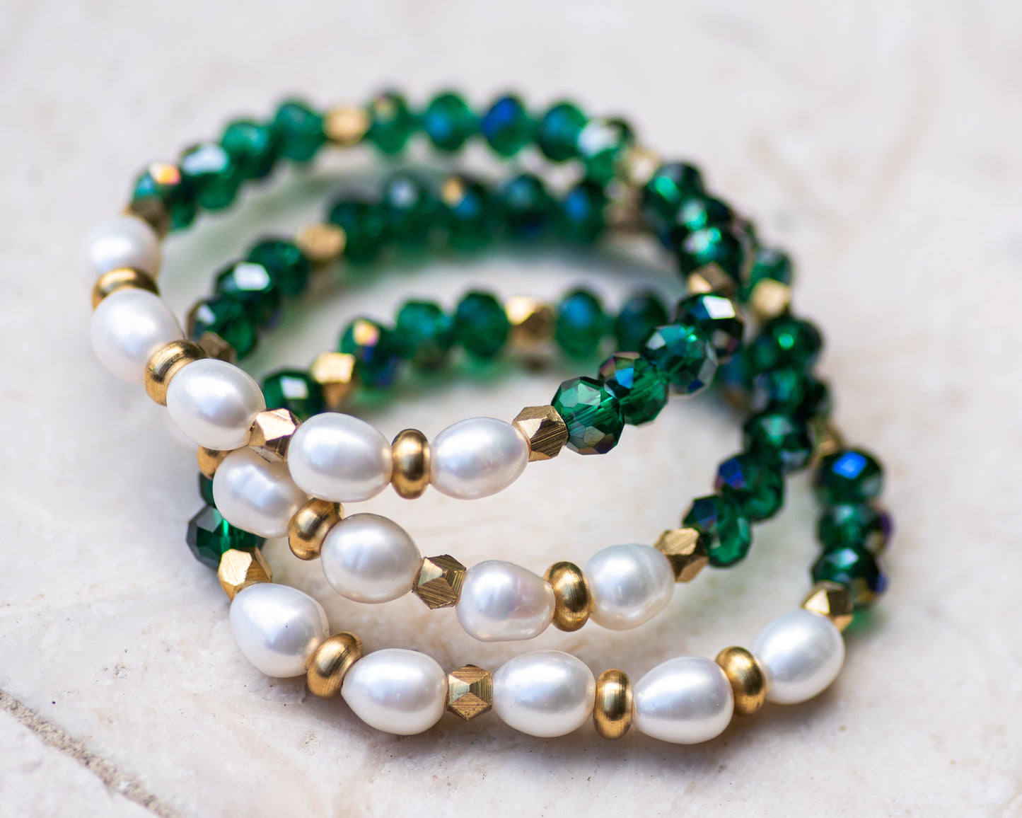 Freshwater Pearl & Crystal Brass Bracelet Vida Jewelry Designs