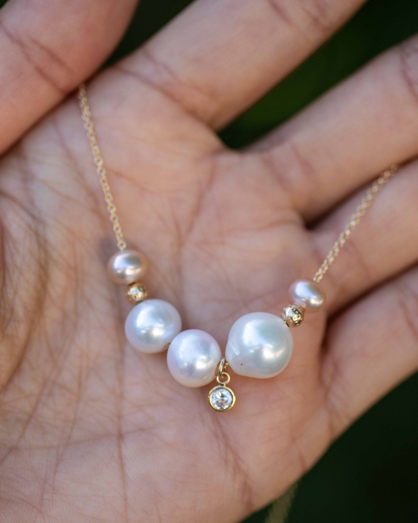 Five Pearl Floating Necklace