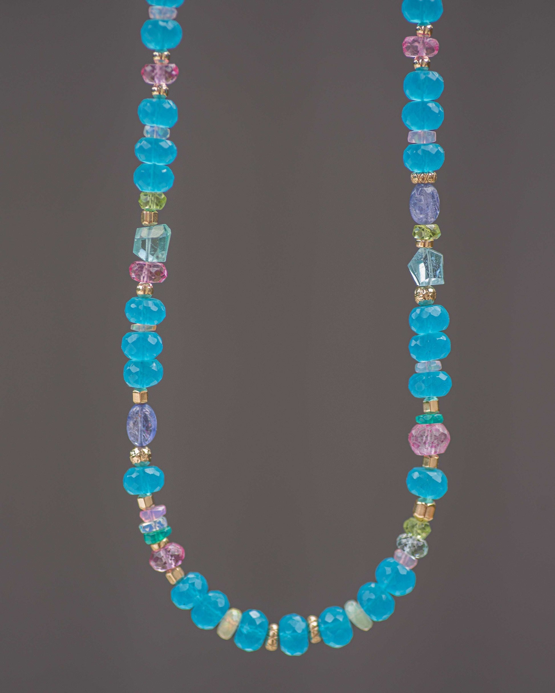 Blue Chalcedony Gemstone Beaded Necklace