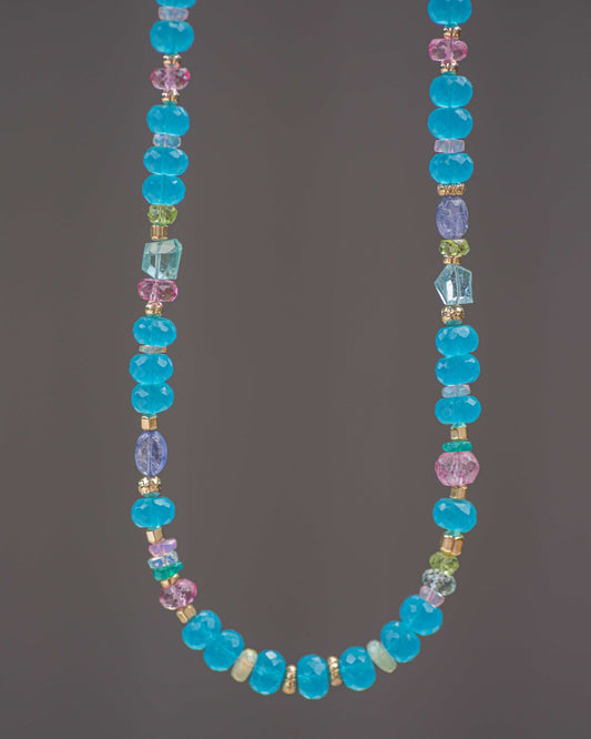 Blue Chalcedony Gemstone Beaded Necklace