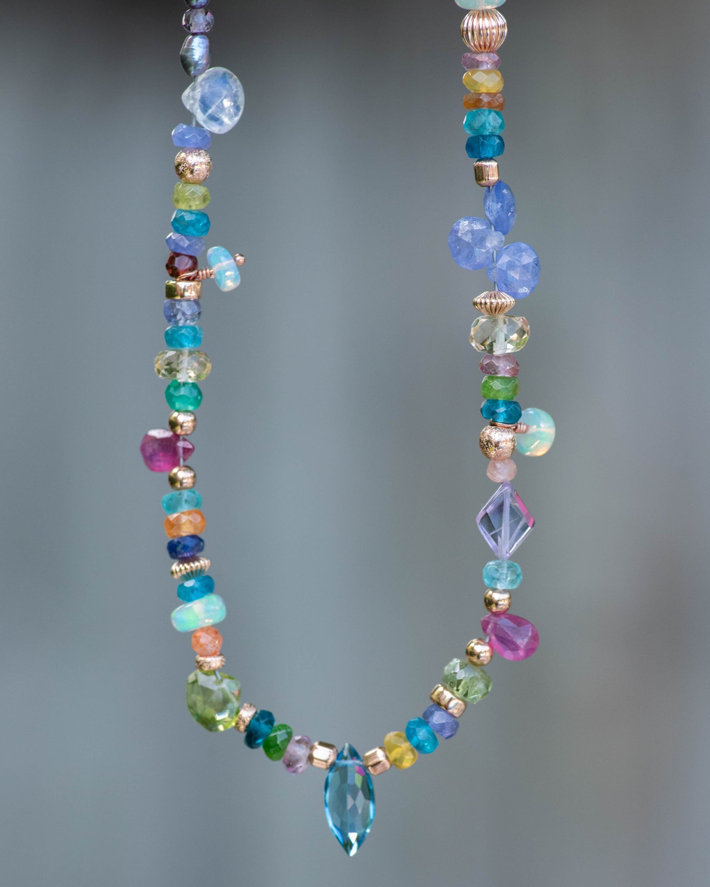 Blue Topaz Tropical Colorful Gemstone Necklace