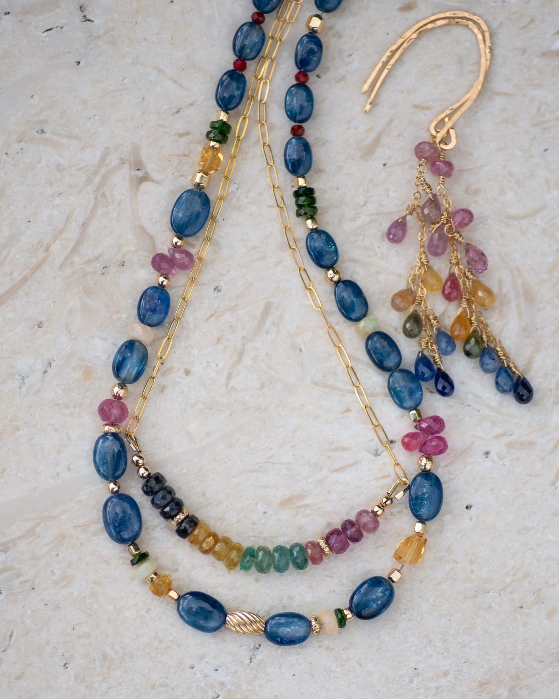 Rainbow Sapphire Beaded Gemstone Bar Vida Jewelry Designs