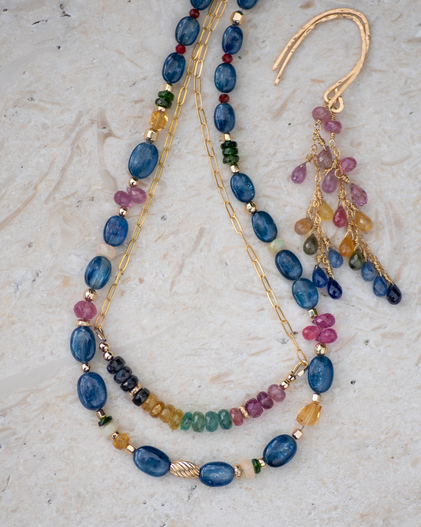 Kyanite & Sapphire Beaded Gemstone Necklace