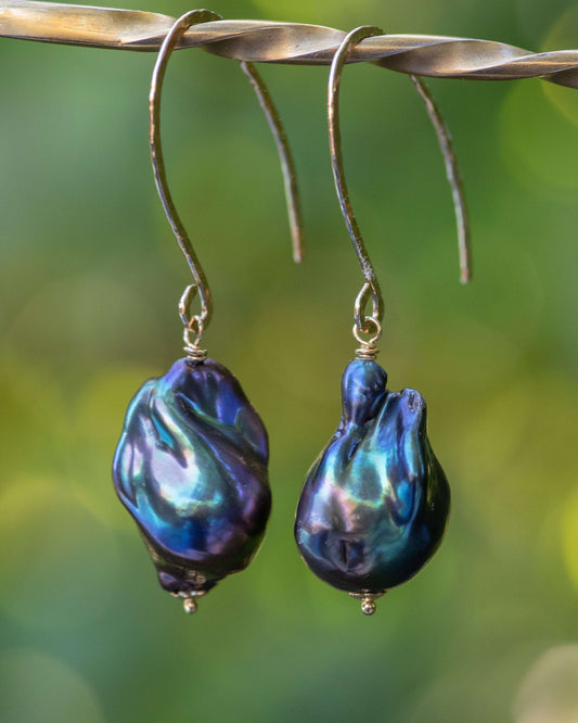 Peacock Pearl Baroque Earrings Vida Jewelry Designs