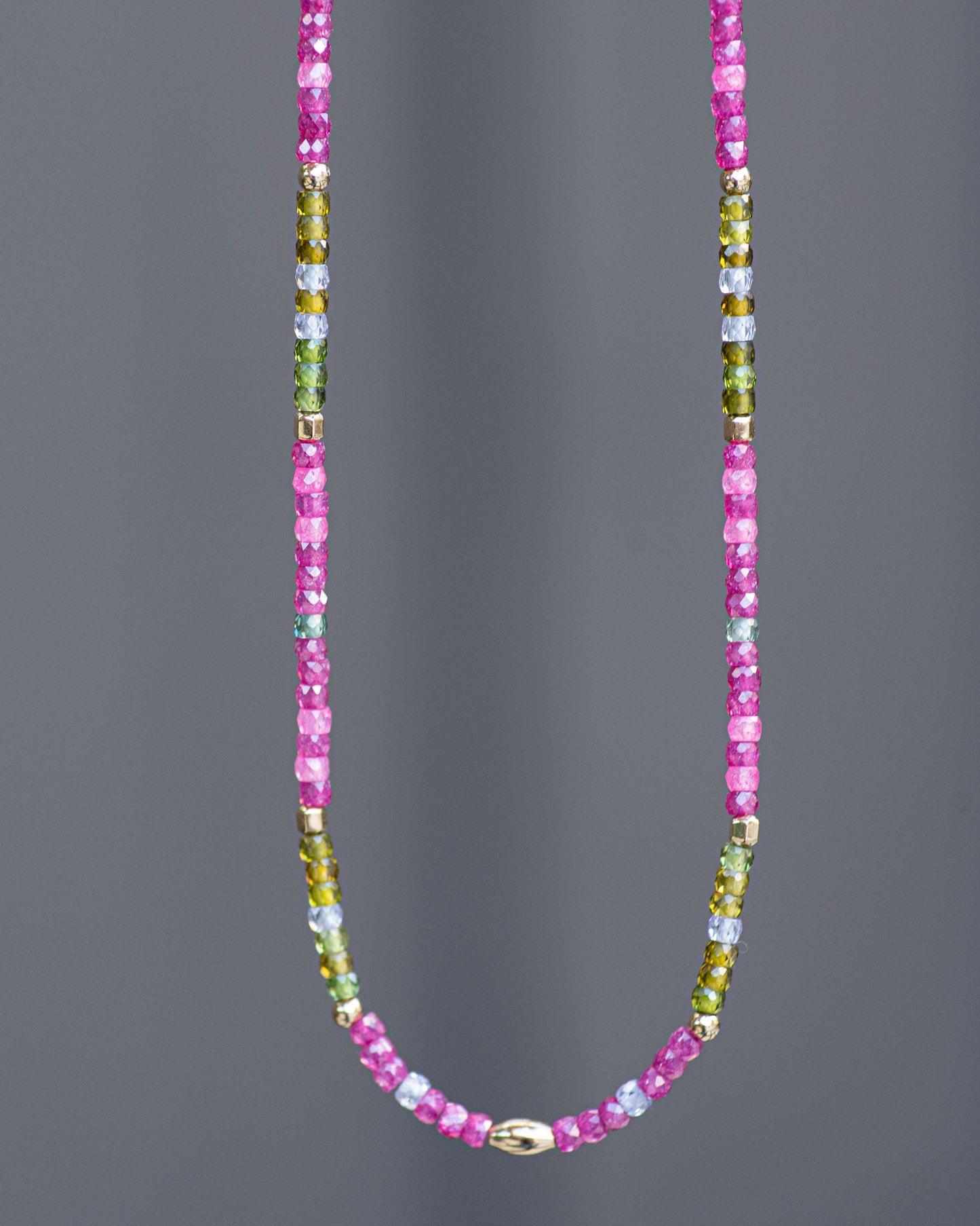 CZ Pink and Green Choker Necklace