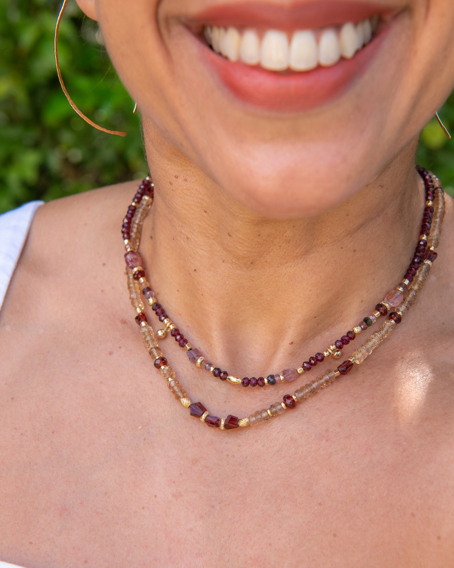 Garnet & Spinel Beaded Gemstone Necklace
