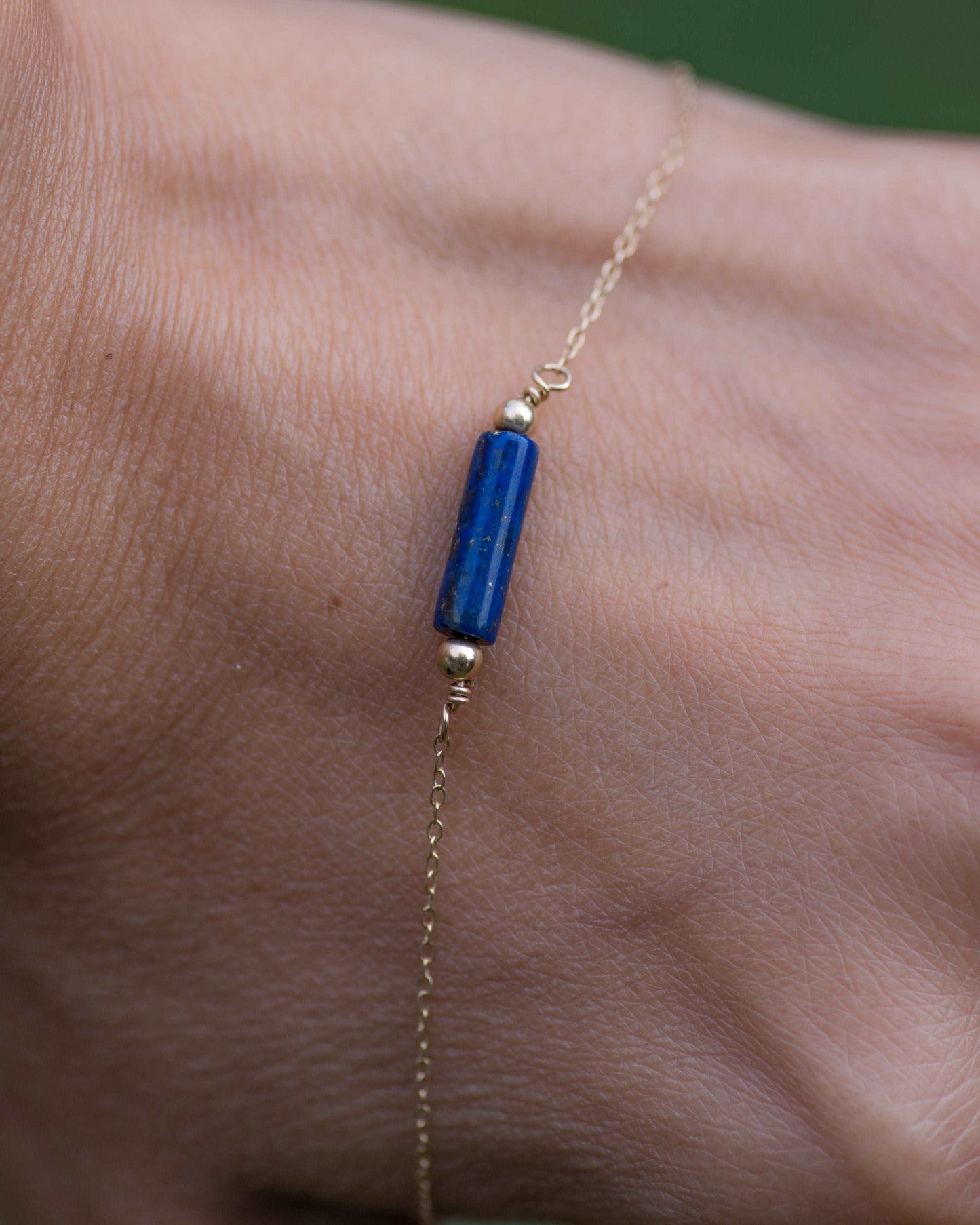 Minimal Lapis Lazuli Bar Necklace