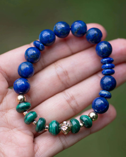 Malachite & Lapis Lazuli Beaded Bracelet Vida Jewelry Designs
