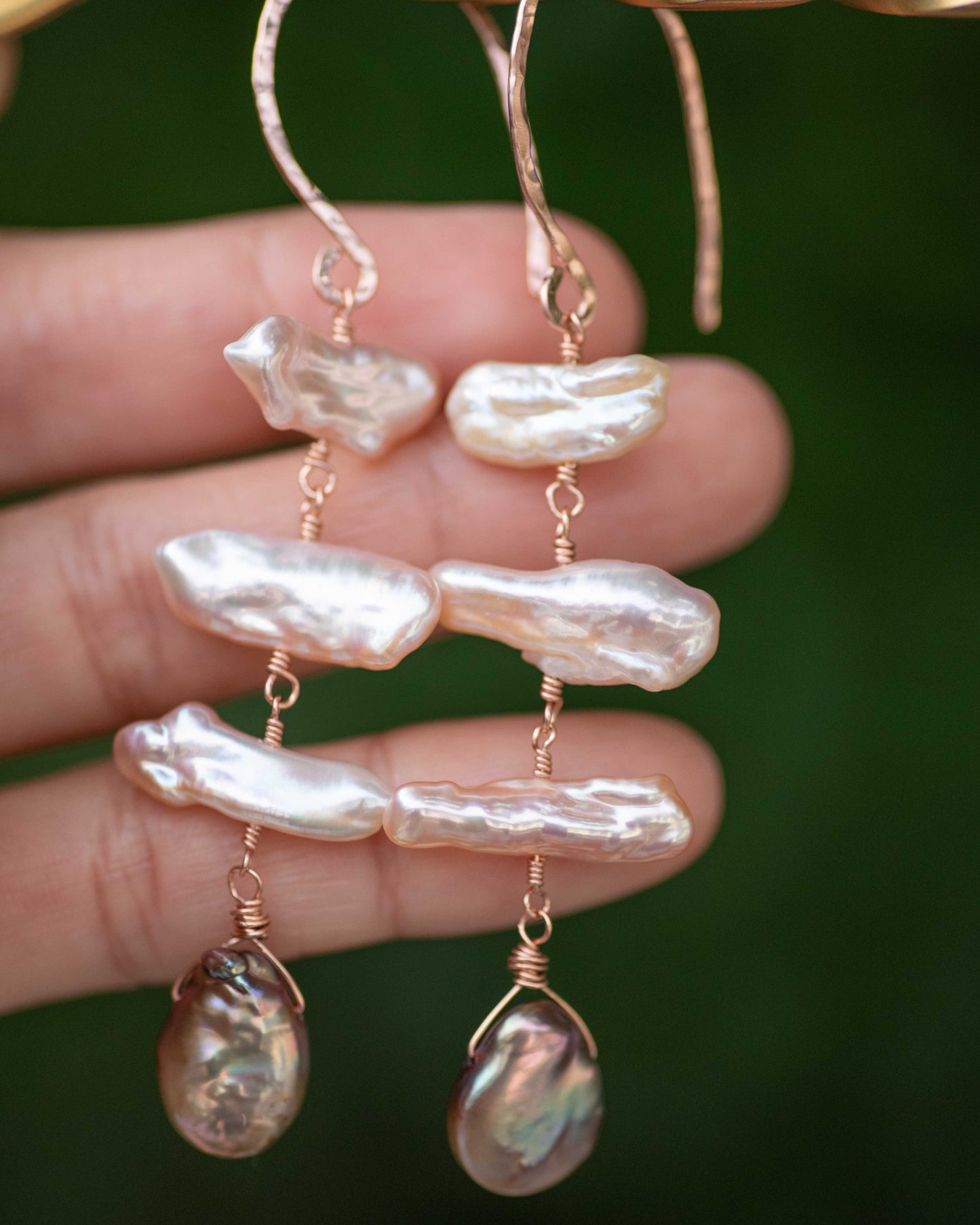 Biwa & Taupe Coin Pearl Earrings