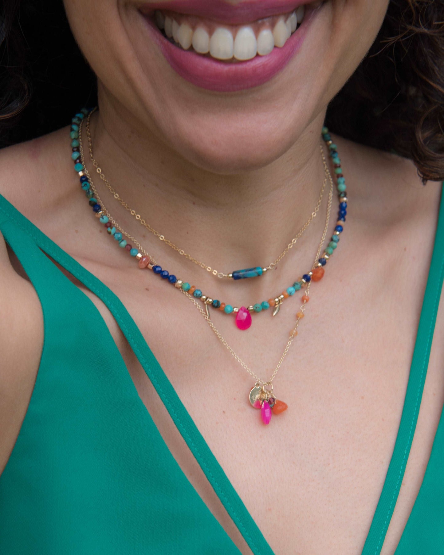 turquoise and lapis beaded necklace