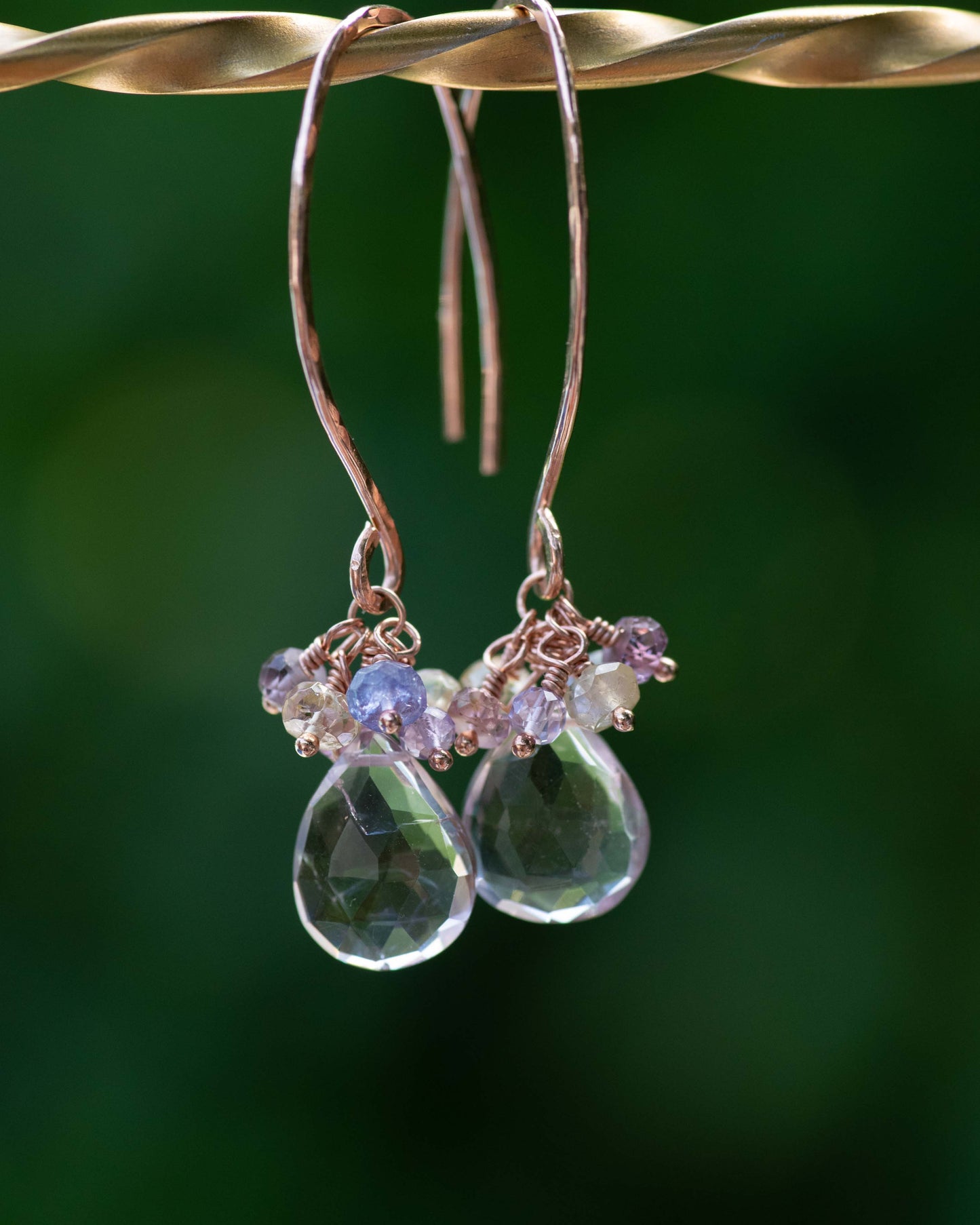 Ametrine Cluster Rose Gold Earrings