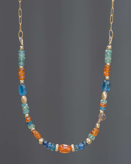Multi Colored Kyanite & Gold Filled Chain Necklace