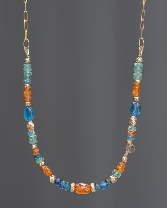 Multi Colored Kyanite & Gold Filled Chain Necklace