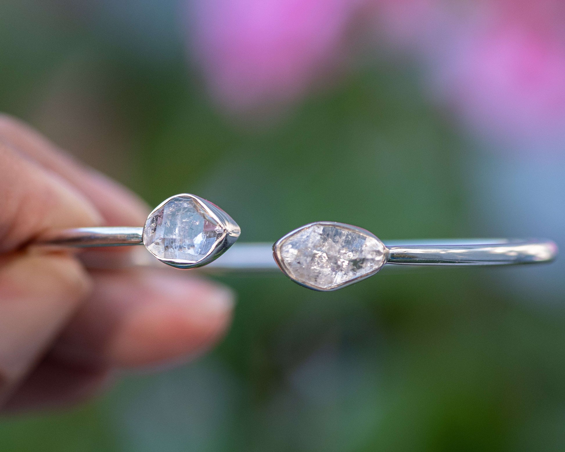 Sterling Silver Gemstone Flexible Cuff