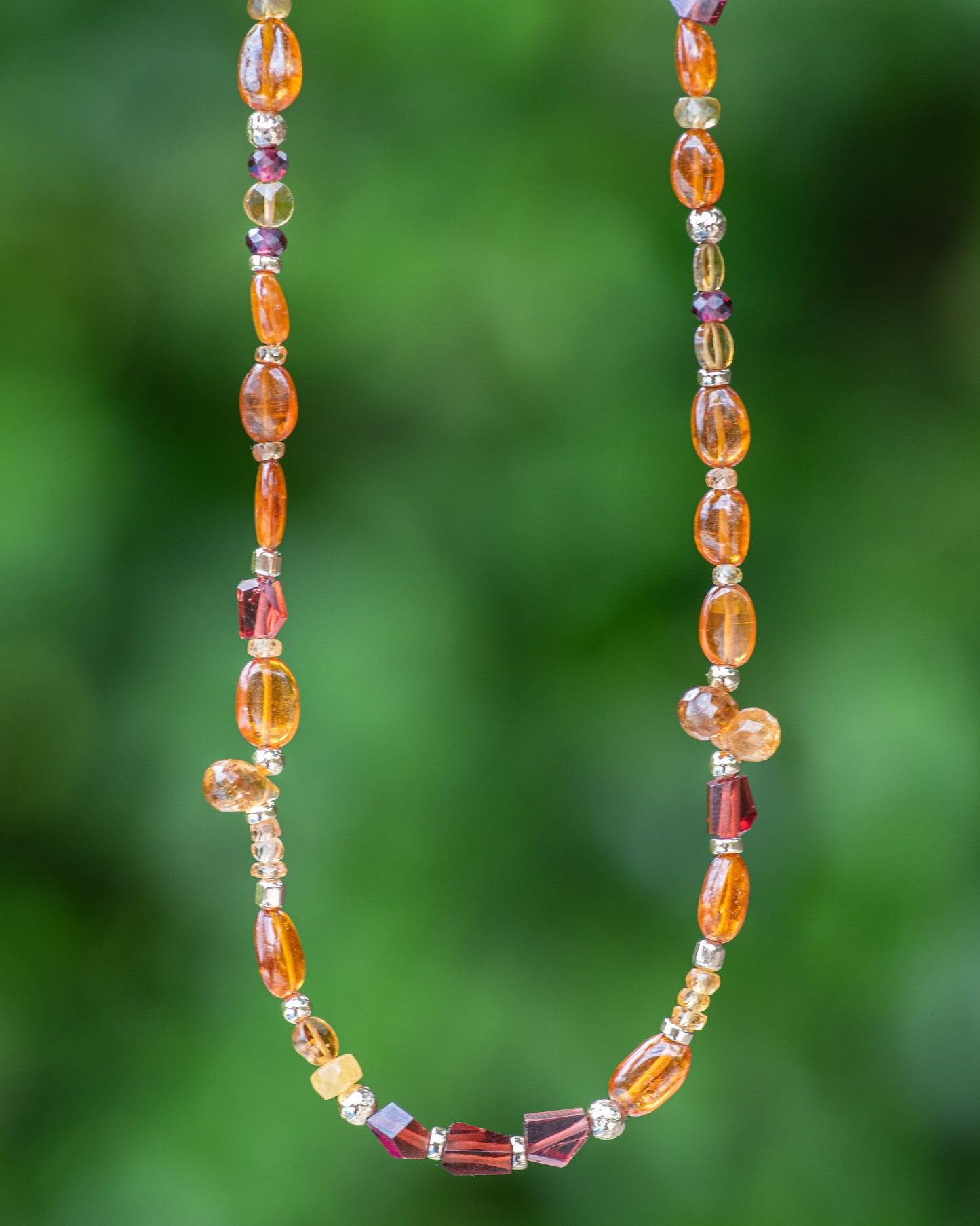 Orange Kyanite & Garnet Beaded Gemstone Necklace