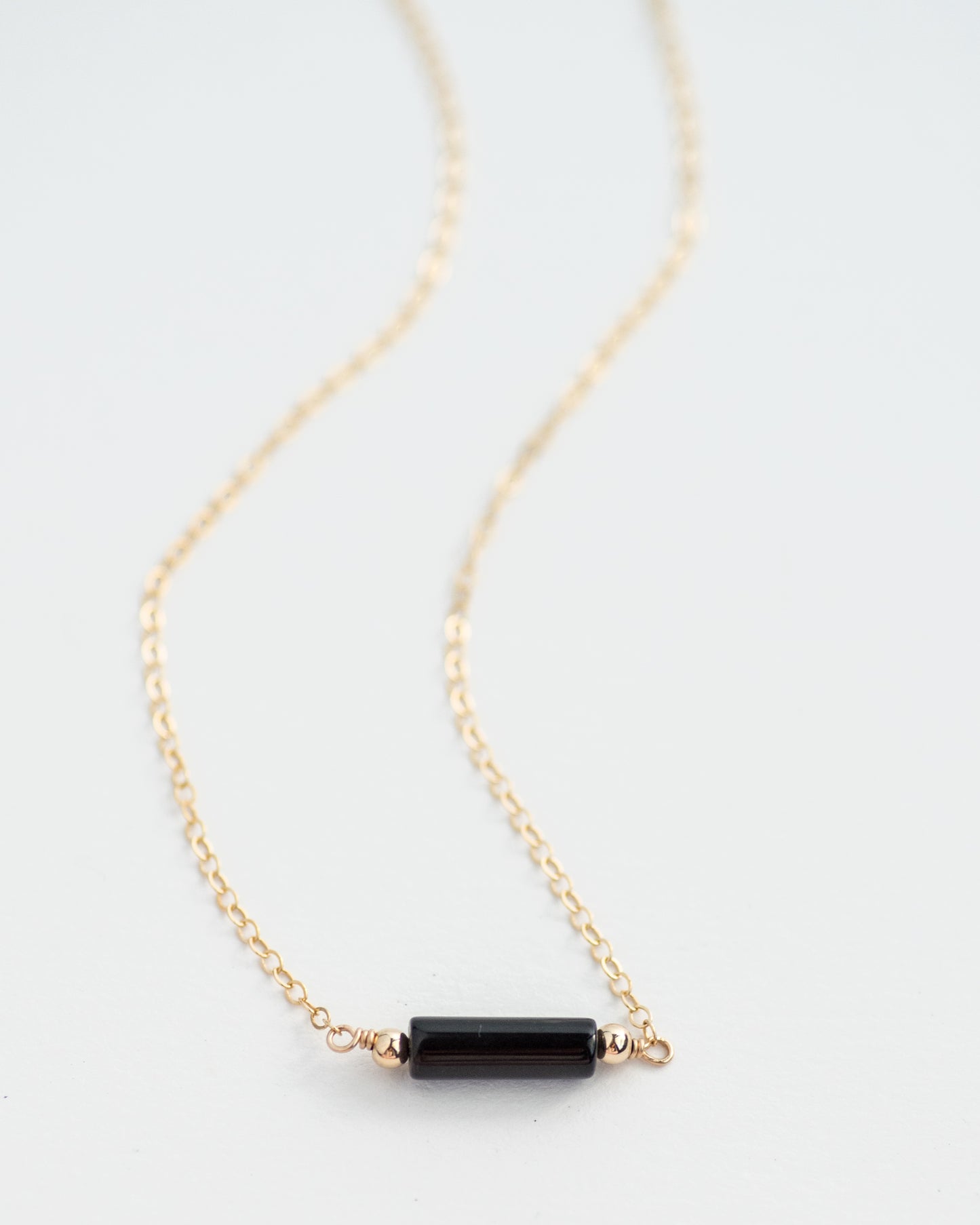 Black Onyx Bar Necklace in Gold - Vida Jewelry Designs