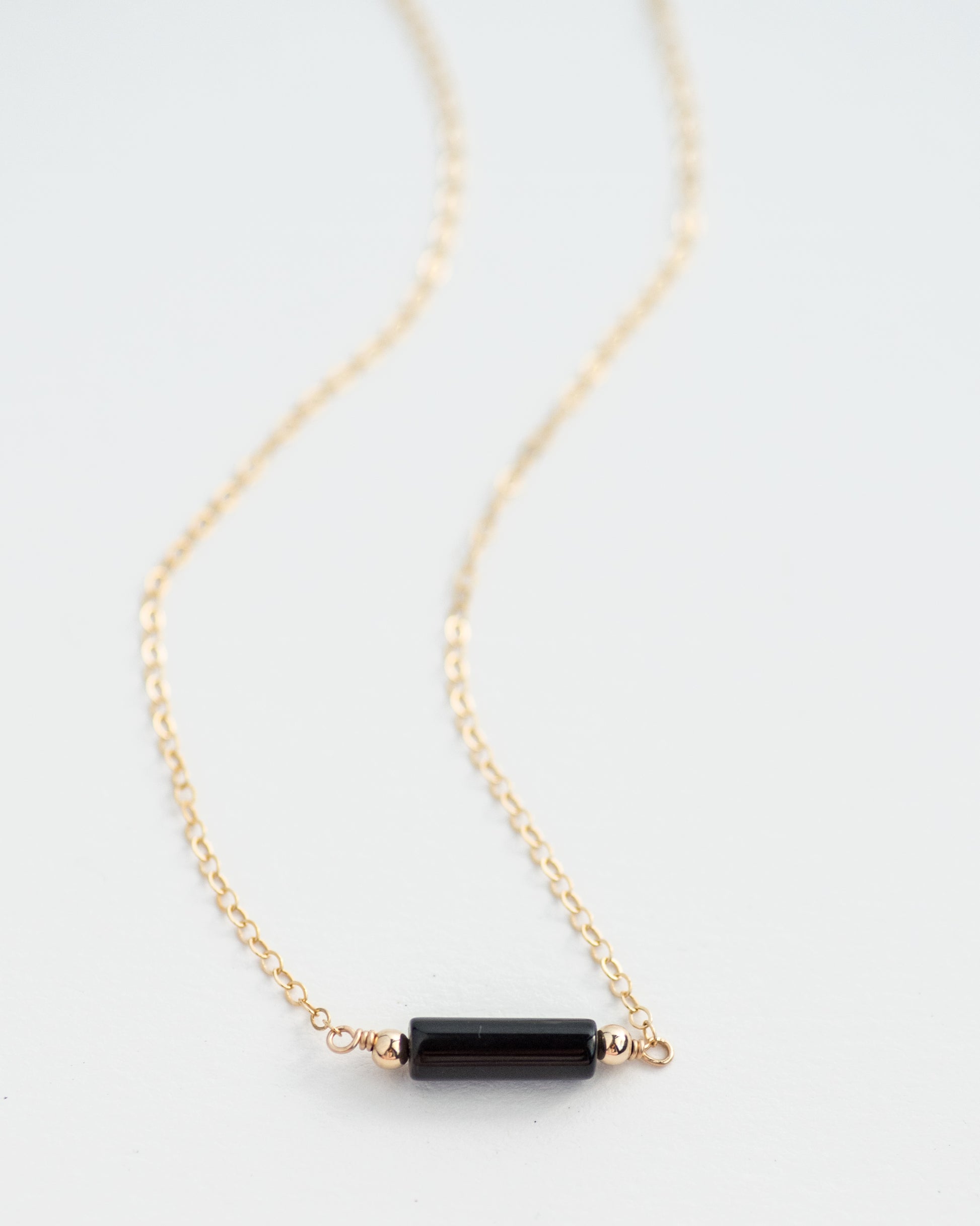 Black Onyx Bar Necklace in Gold - Vida Jewelry Designs
