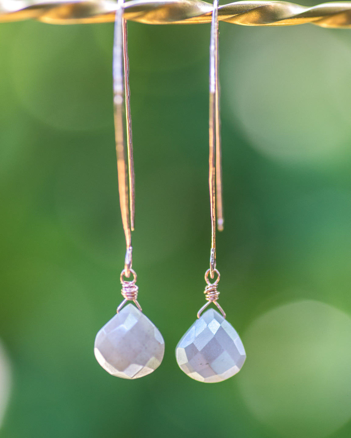 Modern Rose Gold "Emma" Silver Moonstone Earrings